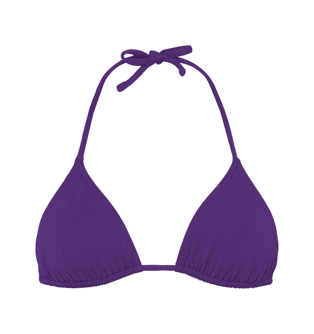 Image 1 of 6 - PURPLE - ERES Mouna Sliding Triangle Bikini Top featuring spaghetti straps. 84% Polyamid, 16% Spandex. Made in France. 