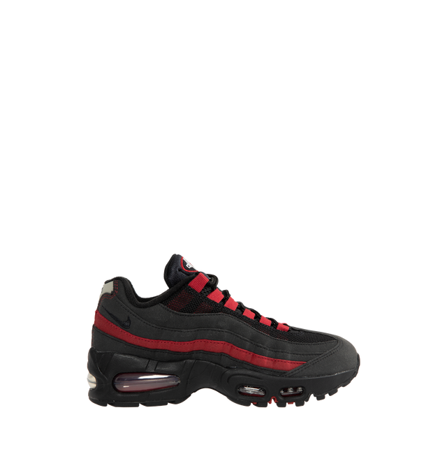 Image 1 of 5 - BLACK - NIKE Air Max 95 OG Sneaker featuring synthetic leather and textiles, visible Max Air cushioning, flex grooves in the midsole and outsole, foam midsole and rubber outsole.