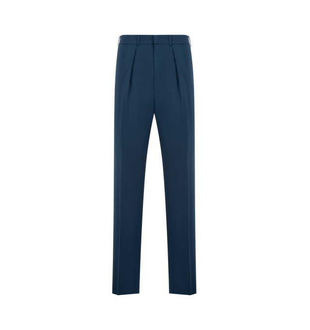Image 1 of 3 - BLUE - TOM FORD Double Pleat Pant featuring zip fly with hook-and-bar closure, front slant pockets, back button-welt pockets and double pleat. Made in Italy.