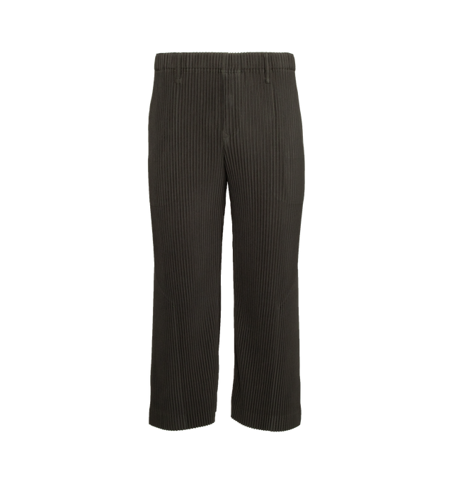 Image 1 of 4 - GREY - ISSEY MIYAKE Tailored Pleats 1 featuring classic and structural design, straight, slim fit, two pockets and an elastic waistband. 100% polyester (knit). 
