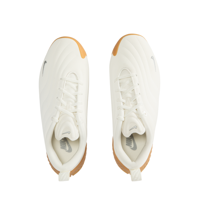 Image 5 of 5 - WHITE - NIKE Astra Ultra Sneaker featuring a low-profile slip-on construction, minimal lace overlays, sculpted heel detailing, silver Swooshes and a gum sole.