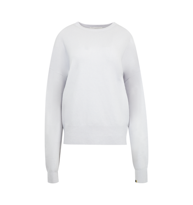 Image 1 of 2 - WHITE - EXTREME CASHMERE Tes Sweater featuring cashmere crew-neck sweater with a comfort fit, long sleeves, dropped shoulders and rib-knitted cuffs and hem. 88% cashmere, 10% nylon, 2% spandex.