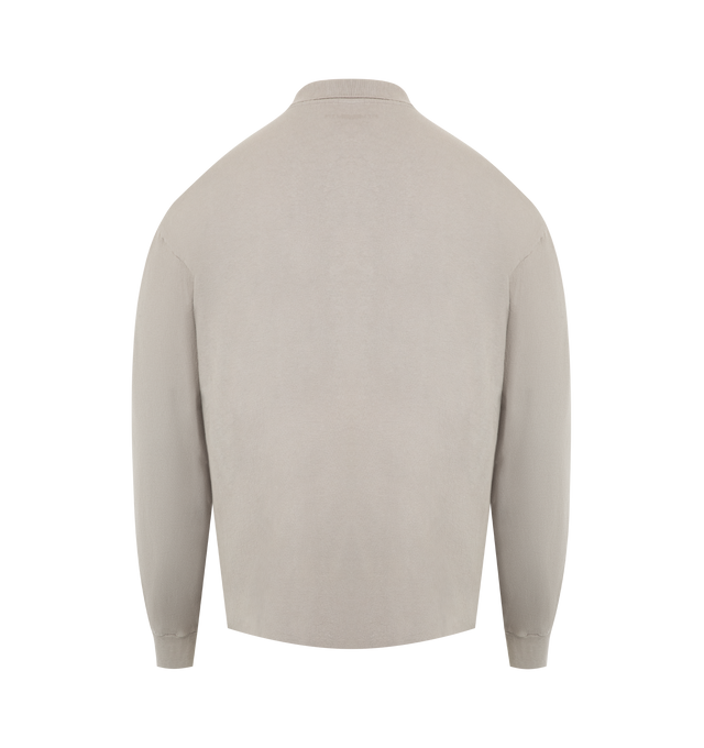Image 2 of 2 - GREY - PLEASURES Exchange Graphic Polo featuring long sleeves, branding across the chest, button half placket, spread collar and ribbed cuffs. 100% cotton.