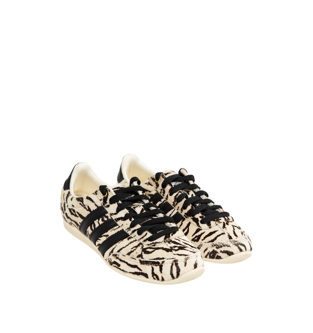 Image 2 of 5 - WHITE - ADIDAS Japan Zebra Pony Hair Sneaker featuring double-stitched T-toe, pony hair finish, iconic 3-Stripes branding, lateral box logo, regular fit, laces, leather upper, textile sockliner and rubber outsole.