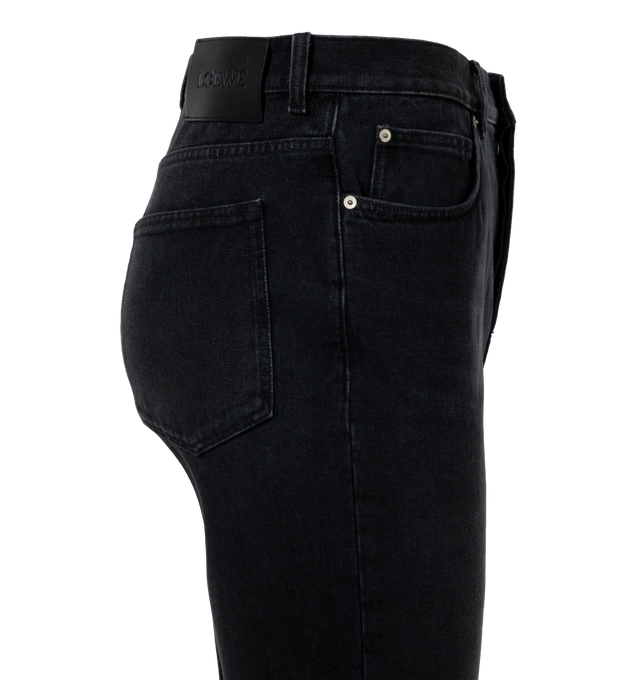 Image 2 of 3 - BLACK - LOEWE Straight leg jeans crafted in medium-weight washed cotton denim with LOEWE embossed leather patch placed at the back. Five pocket style in a regular  fit, regular length, mid waist, straight leg, with belt loops and concealed button fastening. Made in Italy. 