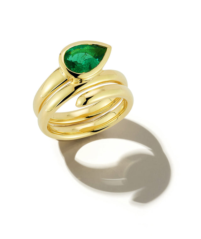 Gold ring with a green gemstone by Jemma Wynne
