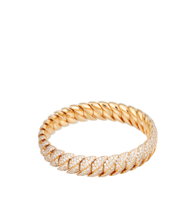 Image 1 of 1 - GOLD - SIDNEY GARBER Wave Link Bracelet with Diamonds featuring brilliant pav diamonds, hidden springs that allow the bracelet to slip easily over the wrist, diamonds 10.84 Carats, 18k yellow gold and approximately 0.5 inch wide. Hirshleifers offers a range of initial pieces from this collection in-store. For personal consultation and detailed information about jewelry, please contact our dedicated stylist team at personalshopping@hirshleifers.com. This item may be restricted for online purch