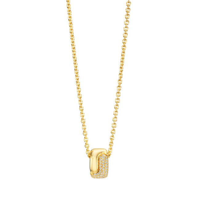 Image 1 of 2 - GOLD - PAMELA ZAMORE Holos Small Diamond Ring Necklace featuring two sculptural halves of a piece interlocking to become one. Hand-finished. 18K yellow gold, 11g. 0.96ct diamonds. Length: 16/18". Hirshleifers offers a range of pieces from this collection in-store. For personal consultation and detailed information about jewelry, please contact our dedicated stylist team at personalshopping@hirshleifers.com. This item may be restricted for online purchase to international clients. For assista