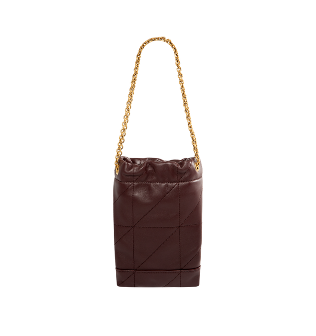 Image 2 of 3 - BROWN - SAINT LAURENT Pouch Bag in supple nappa featuring quilted topstitching, chain handle, cassandre on the front and bronze-tone hardware. Made in Italy.