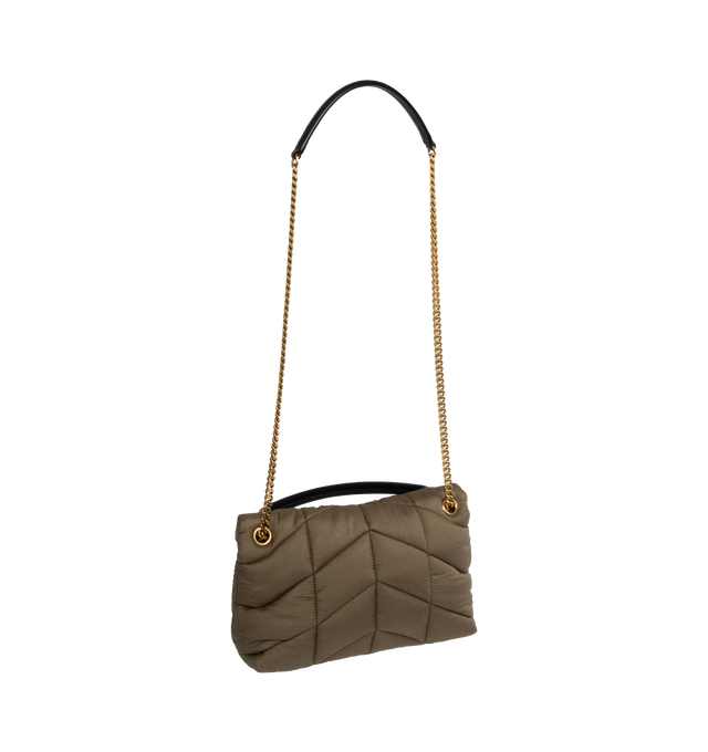 SMALL PUFFER IN QUILTED NYLON AND LEATHER