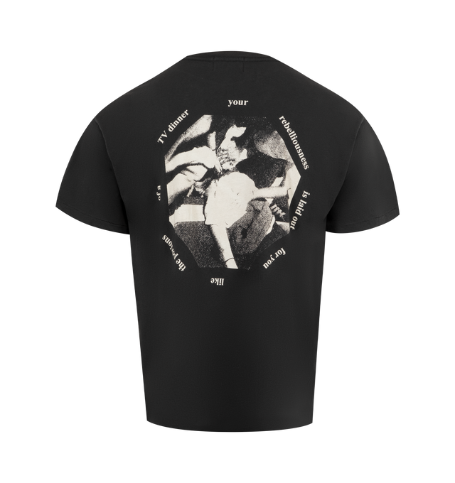 Image 2 of 2 - BLACK - ENFANTS RICHES DEPRIMES You Are Nothing Tee featuring a boxy, oversized fit with a rib knit neckline, single-stitch hems at the waist and cuffs, and printed artwork at the front and back. 100% cotton.