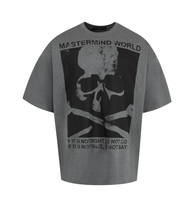 Image 1 of 2 - GREY - MASTERMIND JAPAN Poster Tee featuring regular fit, short sleeve, graphic on front and crew neck. 100% cotton.