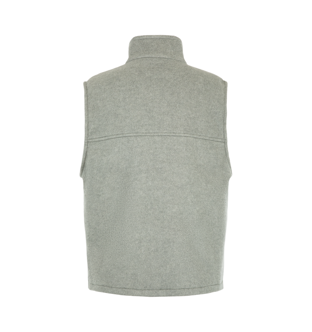 Image 2 of 2 - GREY - Auralee Men's Pure Silk Comfort Fleece Vest is crafted from 100% silk fleece spun entirely from fine-count silk yarns and features a relaxed-fit silhouette designed for versatile layering. Finished with a specialized brushing process that creates a rich, bundled surface texture, this elevated vest offers exceptional softness, generous volume, and the natural luster and color clarity unique to silk. Main Material: 100% Silk.