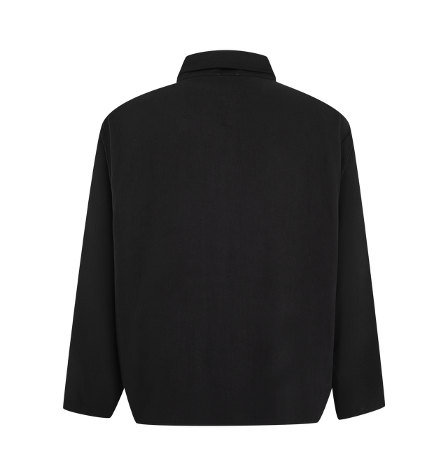 Image 2 of 2 - BLACK - Second/Layer Field Shirt is crafted from washed Tencel and features a slouchy overshirt silhouette with a soft drape and worn-in finish. Designed with dual flap chest pockets, pleated straight cuffs, a straight hem, and an exposed front button placket for versatile layering. Main Material: Tencel Lyocell.