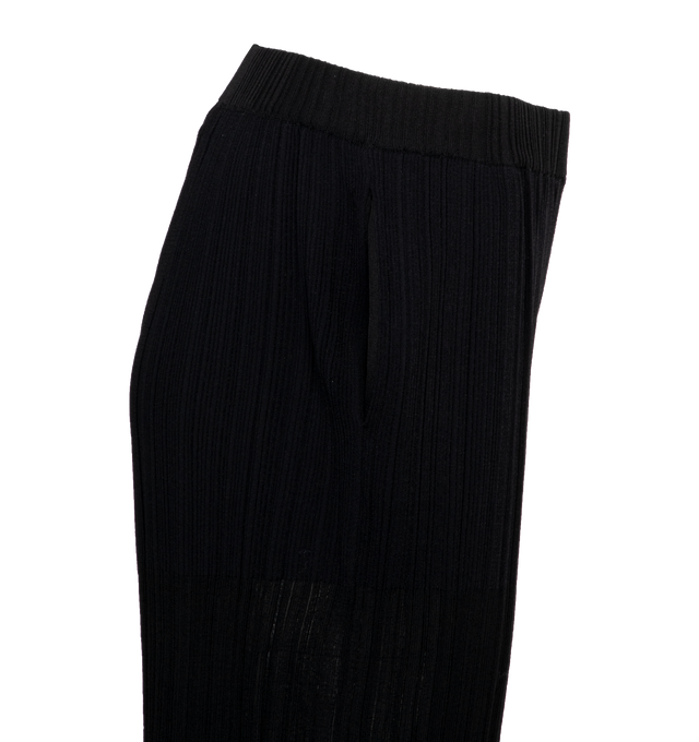 Image 3 of 4 - BLACK - STELLA MCCARTNEY Lightweight Plisse Knit Trousers featuring elastic waistband, side slant pockets and plisse fabric. 84% viscose, 16% polyamide. Made in Italy. 
