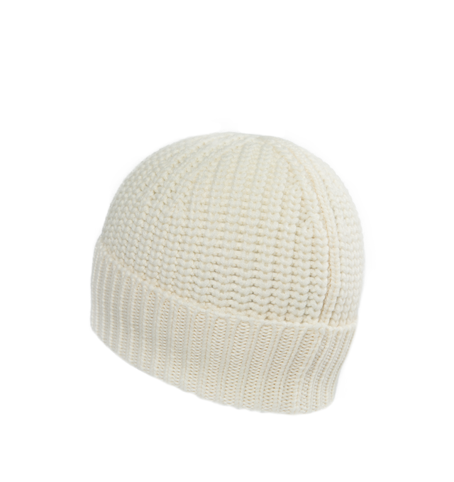 Image 2 of 2 - WHITE - MONCLER Rhinestone Logo Beanie has a rhinestone encrusted logo patch and wide cuff. 100% virgin wool.