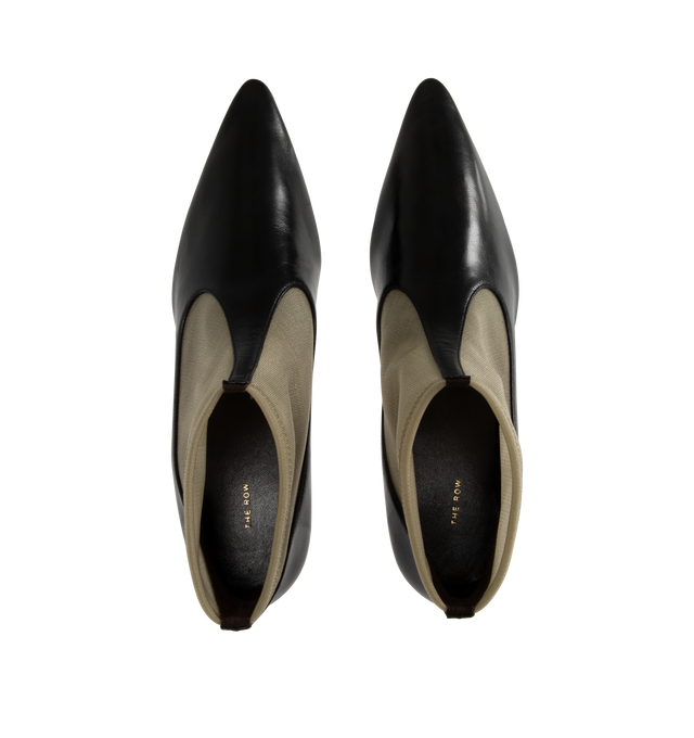 Image 4 of 4 - BLACK - THE ROW Mesh Bootie featuring pull-on boot in glossy nappa leather and sheer mesh with pointed toe and leather sole. 60% nylon, 40% lambskin leather. Leather sole. Made in Italy.