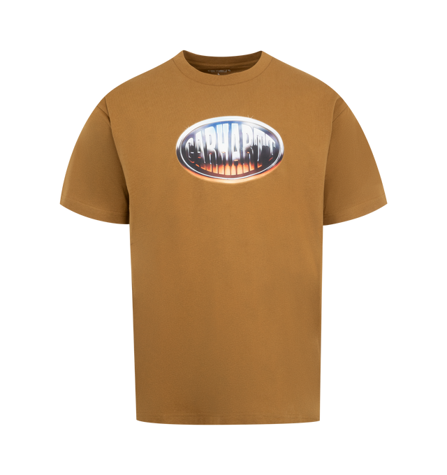 Image 1 of 2 - YELLOW - CARHARTT WIP Big Time T-Shirt featuring loose fit, short sleeves and graphic print. 100% organic cotton.