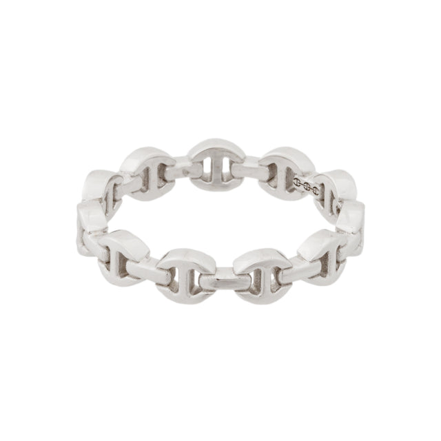 Image 1 of 1 - SILVER - Hoorsenbuhs Micro Dame III Ring is crafted from 18K white gold and features the brands iconic tri-link band in its largest Micro Dame silhouette. Size: 8. For personal consultation and detailed information about jewelry, please contact our dedicated stylist team at personalshopping@hirshleifers.com.This item may be restricted for online purchase to international clients. For assistance purchasing this item please contact our dedicated stylist team at personalshopping@hirshleifers.com