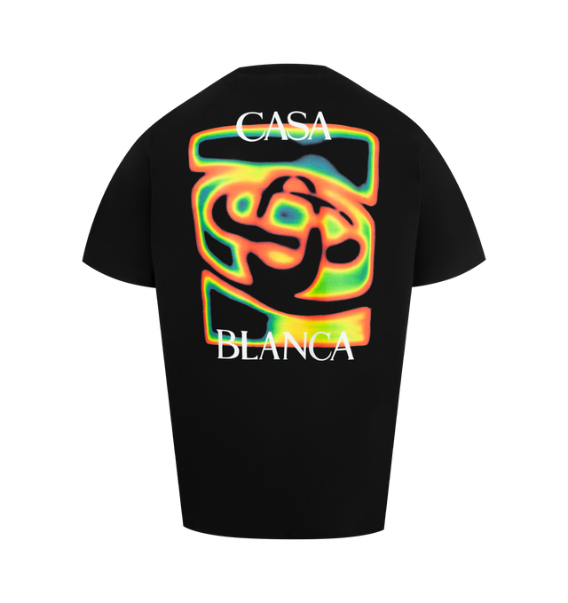 Image 2 of 2 - BLACK - CASABLANCA Heat Map Logo T-Shirt featuring short-sleeves, printed design, classic crew neck and relaxed fit. 100% organic cotton. Made in Portugal.