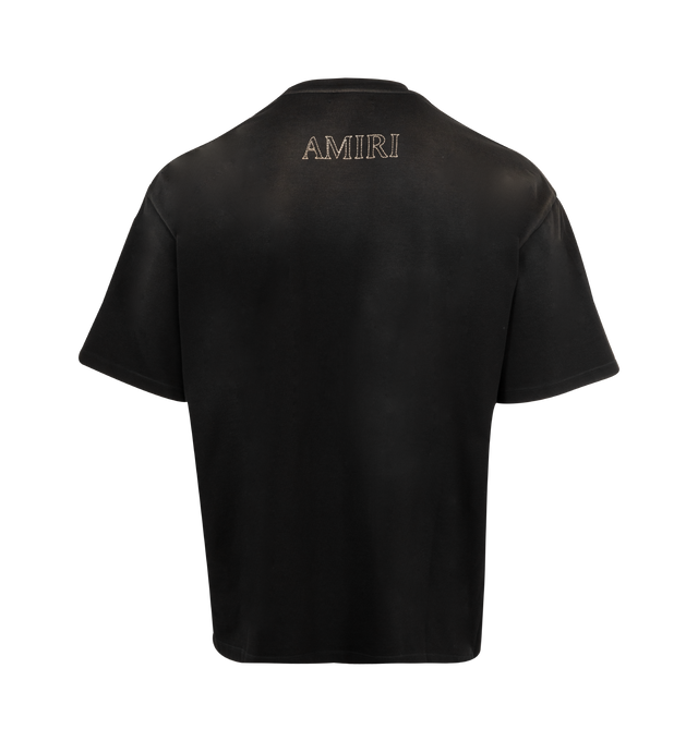 Image 2 of 2 - BLACK - AMIRI MA Outline Oversized T-Shirt featuring oversized fit, cotton jersey, rib-knit crewneck, logo graphic printed at chest and back and dropped shoulders. 100% cotton. Made in Italy.