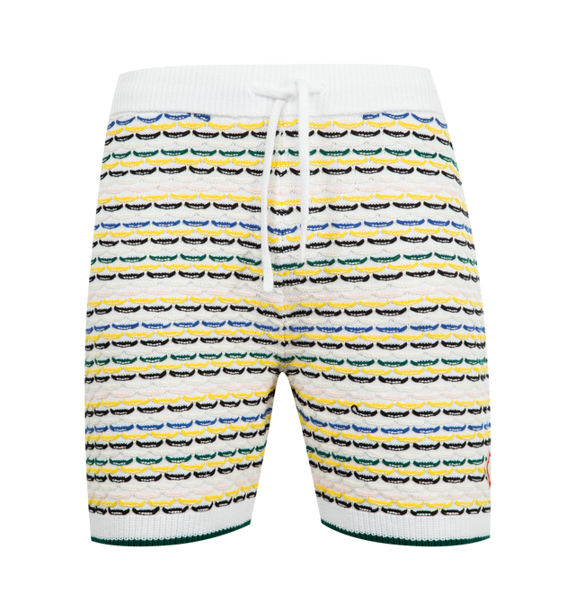 Image 1 of 3 - MULTI - CASABLANCA Tuck Stitch Shorts featuring a knitted design, signature diamond logo, ribbed elasticised waistband, drawstring fastening, ribbed hem detail and a relaxed silhouette. 100% cotton.