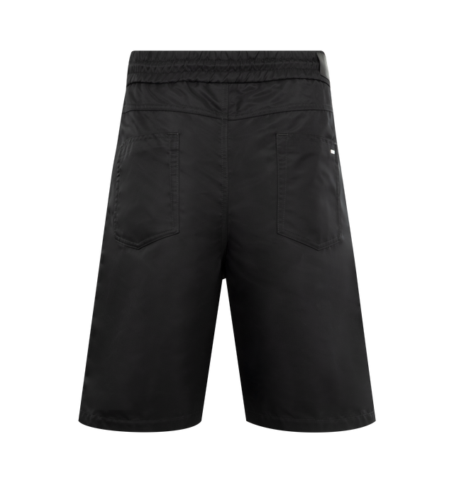 Image 2 of 4 - BLACK - AMIRI Hollywood Drawstring Woven Shorts featuring regular fit, high-rise, drawstring elasticated waistband, two slip pockets, brand embroidery at front, two patch pockets and brand patch at back. 100% polyamide. Made in Italy.