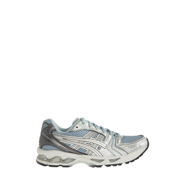 Image 1 of 5 - GREY - Asics GEL-Kayano 14 Sneakers are lace-up style with rip-stop underlays, GEL cushioning, and TRUSSTIC support system. Unisex style in men's sizing.