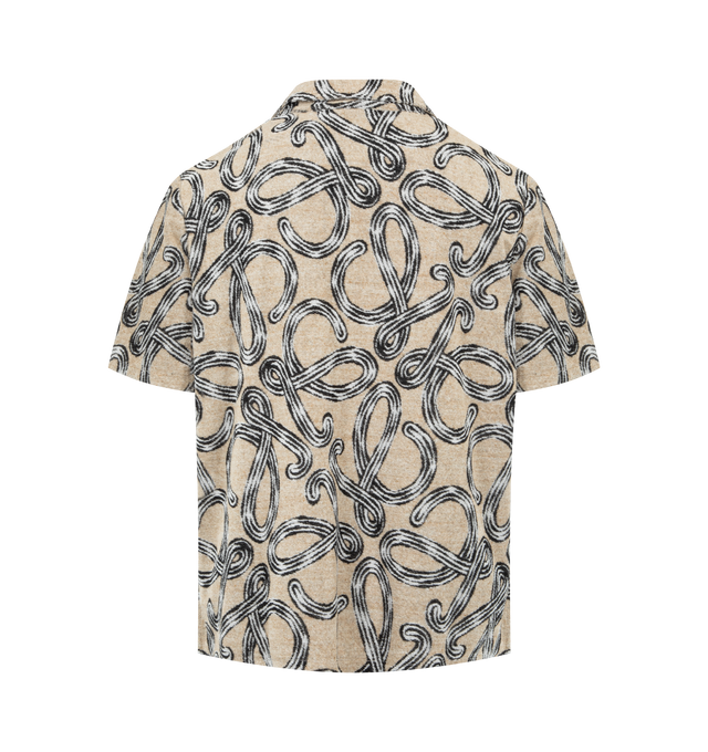 Image 2 of 2 - MULTI - LOEWE PAULA'S IBIZA Short sleeve shirt in lightweight terry cotton blend featuring an allover Anagram jacquard, relaxed fit, regular length, camp collar, button front fastening, chest patch pocket and split sides. Cotton/polyester. Made in Portugal.