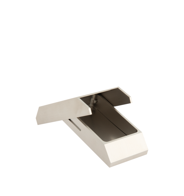 Image 2 of 2 - SILVER - Rick Owens FW26 Tower Portable Ashtray is crafted from brass with a semi-shiny brushed palladium finish. Features a handheld design with a built-in sliding bottom tray that opens to reveal an interior ash compartment. Main Material: 100% Brass. Made in Italy.