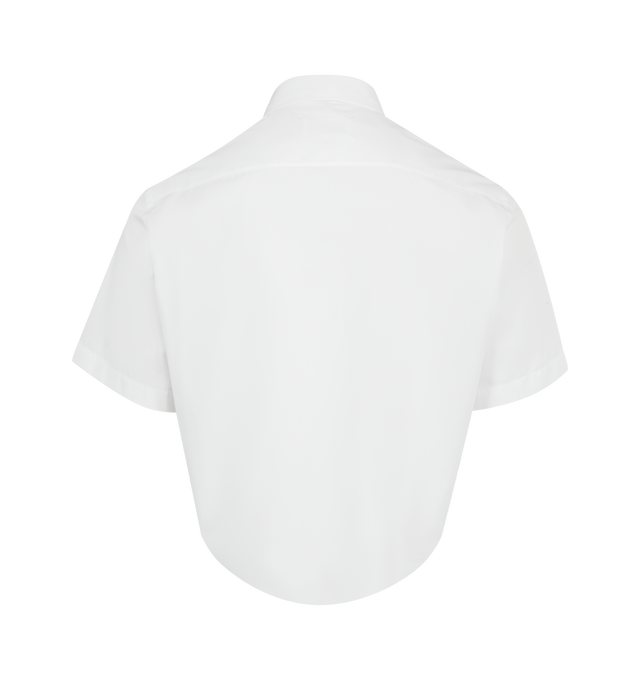 Image 3 of 3 - WHITE - MAISON MARGIELA Cropped Short Sleeve Shirt featuring short-sleeves, button-down collar, chest patch pocket and button front closure. 100% cotton. Made in Italy.