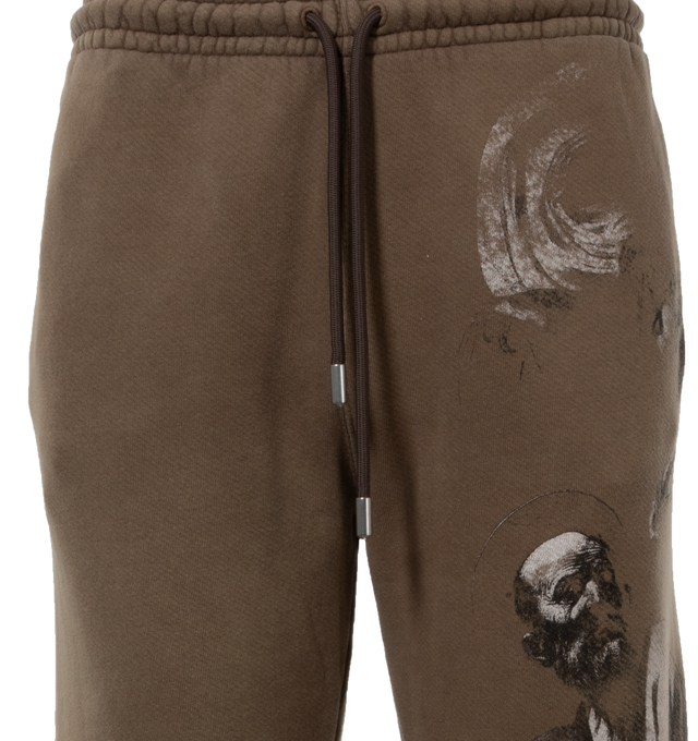 Image 4 of 4 - BROWN - OFF-WHITE BW S.Matthew Sweatpant featuring graphic print to the front, elasticated waistband and rear patch pocket. 100% cotton.  