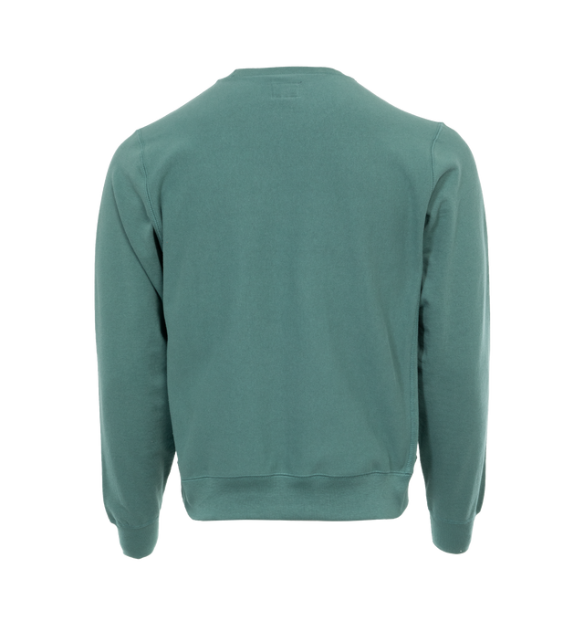Image 3 of 3 - GREEN - NOAH Core Logo Pocket T-shirt featuring embroidered logo on chest, crew neck, long sleeves and ribbed cuffs, hem and collar. 100% cotton.  