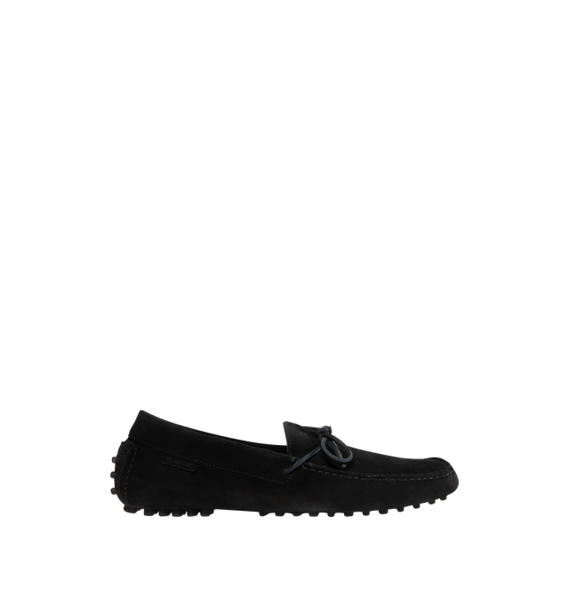 Image 1 of 5 - BLACK - TOM FORD Rod Driving Loafers featuring round toe, slips on, suede upper, leather lining and rubber sole. Made in Italy.