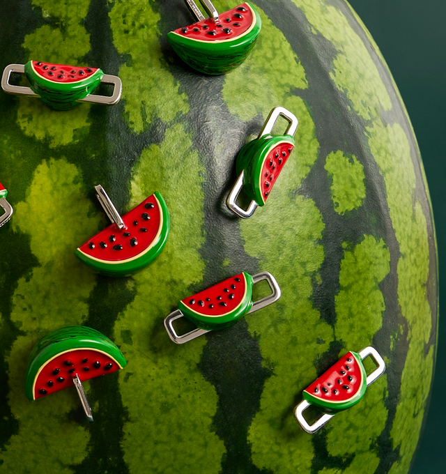 Image 3 of 9 - RED - Poubel by The Gstaad Guy Watermelon Charm. All charms are made of .925 sterling silver, and are hand-painted using non-toxic lead-free enamel. Links sold separately. Hirshleifers offers a range of initial pieces from this collection in-store. For personal consultation and detailed information about jewelry, please contact our dedicated stylist team at personalshopping@hirshleifers.com