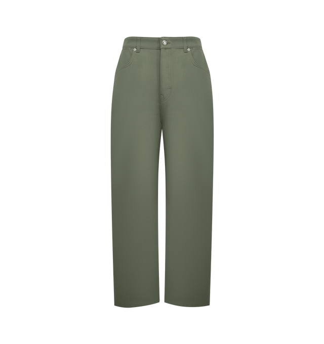 Image 1 of 3 - GREEN - GIVENCHY Couture Seam Pant featuring button and zipped closure, two front pockets, two back pockets, couture seams for a rounded proportion and relaxed fit. Made in Italy.