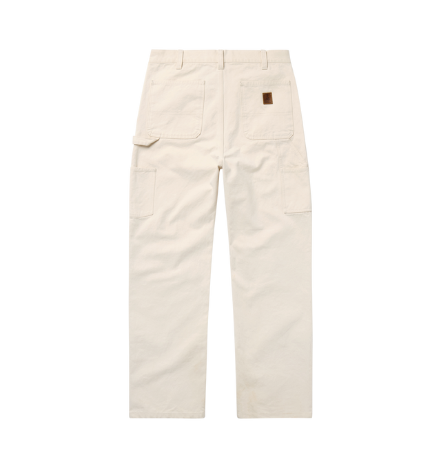 Image 2 of 5 - WHITE - ONE OF THESE DAYS If Not For The Rest Of Time Painters Pants featuring cotton-canvas carpenter pants with cowboy iconography, triple-needle stitching, reinforced belt loops, heavyweight twill pocket bags, zip fly with button closure, front slant pockets, back patch pockets, tool pocket and hammer loop. 100% cotton.