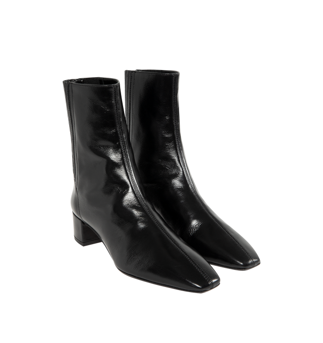 Image 2 of 4 - BLACK - AQUAZZURA Saint Honor Booties featuring a square toe, a back zip, block heel and 35mm heel. Leather.