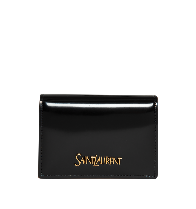 Image 1 of 3 - BLACK - SAINT LAURENT Business Card Case featuring snap button closure, one main compartment, three card slots and leather lining. 4.3 X 3 X 0.8 inches. 80% calfskin leather, 20% metal. 