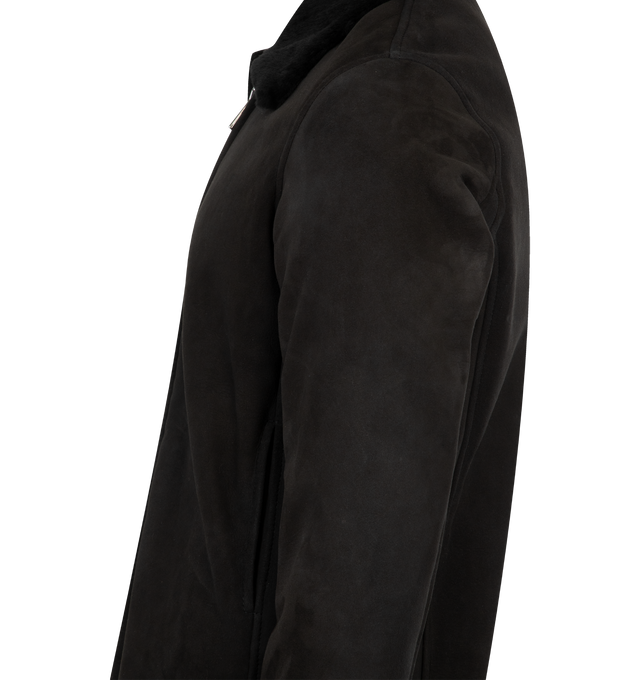 Image 3 of 3 - BLACK - GIORGIO BRATO MEPX Jacket featuring zip front closure, lamb leather, shirt-style collar, zip front closure, ribbed cuffs and side pockets. 100% lambskin. Made in Italy.