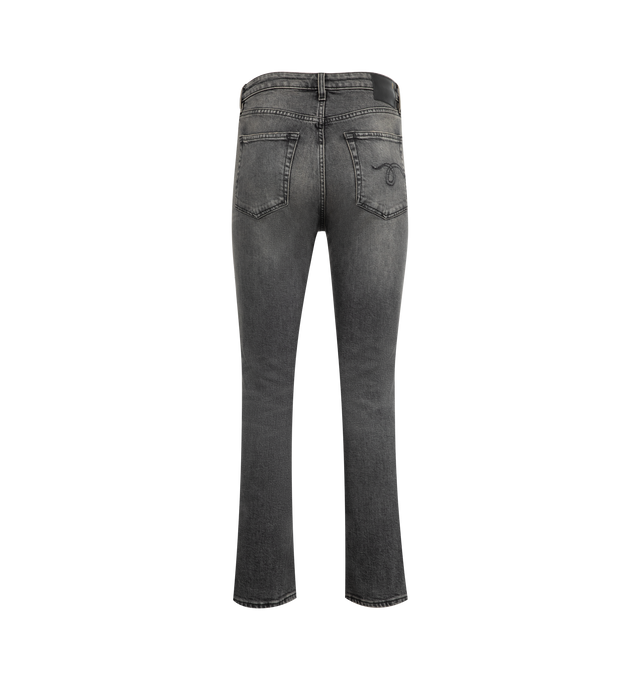 Image 2 of 3 - BLACK - R13 Kick Fit Jean featuring slim straight cropped jean with a subtle flare, made with mid-weight comfort stretch Japanese denim, 5 pocket style and button zip closure. 98% cotton, 2% polyurethane.
