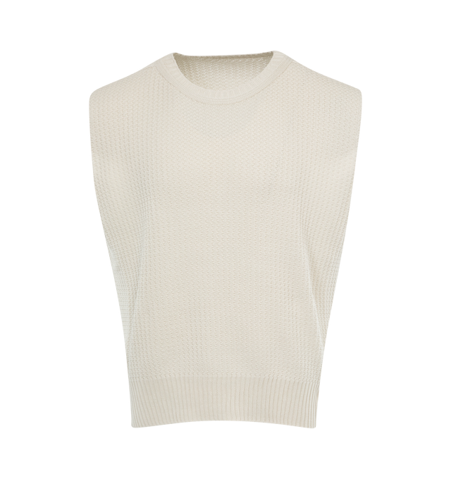 Image 1 of 2 - NEUTRAL - ISSEY MIYAKE Sweater Vest featuring soft cotton yarn, sleeveless, boxy fit and round neck. 100% cotton. 