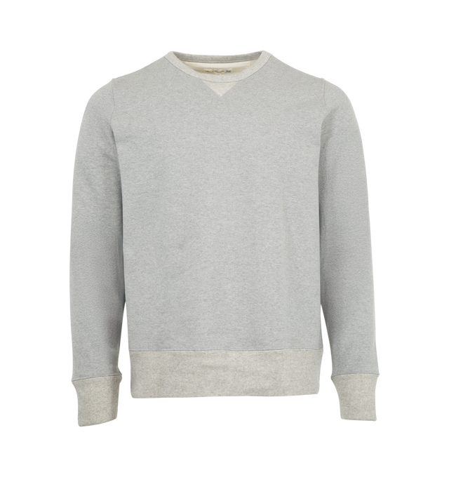 Image 1 of 2 - GREY - MERZ B. SCHWANEN Loopwheeled Sweatshirt Heavy featuring classic fit, crew neck, ribbon paneled neck, triangle inserts under arms, woven halfmoon insert in the back and side seams. 100% cotton.