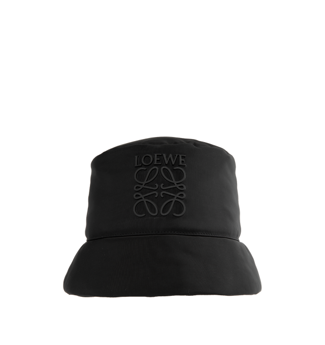 Image 1 of 2 - BLACK - LOEWE Puffer Bucket Hat featuring puffer nylon with a LOEWE Anagram in rubber, water-repellent and nylon lining. 100% nylon. 