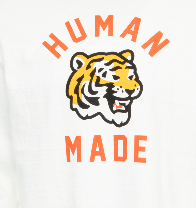 Image 2 of 2 - WHITE - HUMAN MADE Graphic T-Shirt featuring ribbed crewneck, long sleeves and graphic print on front. 100% cotton. Made in Japan. 