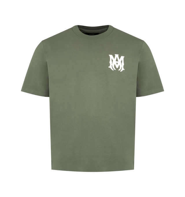 Image 1 of 2 - GREEN - AMIRI MA Core Logo Tee featuring front graphic logo detail, back logo, lightweight jersey fabric, crew neck and short sleeves. 100% cotton. Made in Italy.