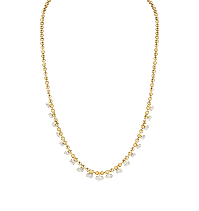 Image 1 of 1 - GOLD - JEMMA WYNNE Connexion Diamond Marquis Fringe Necklace featuring 18k Yellow Gold, Diamonds - 2.2cts and Adjustable Length at 16" and 17". Hirshleifers offers a range of pieces from this collection in-store. For personal consultation and detailed information about jewelry, please contact our dedicated stylist team at personalshopping@hirshleifers.com.This item may be restricted for online purchase to international clients. For assistance purchasing this item please contact our dedicat