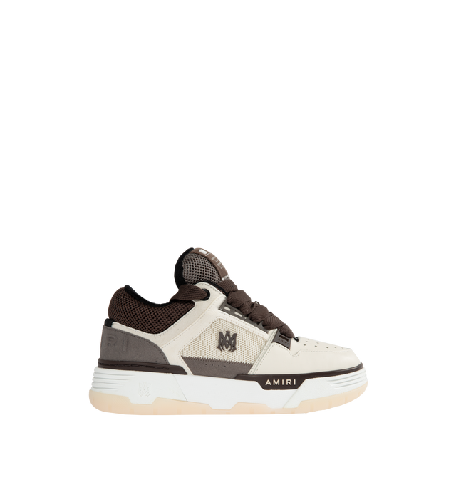 Image 1 of 5 - BROWN - AMIRI MA-1 Platform Skate Sneakers featuring platform heel, round toe, star-shaped perforations, chunky lace-up vamp, branded label at the tongue, padded collar and tongue, MA monogram on the side and rubber outsole. 