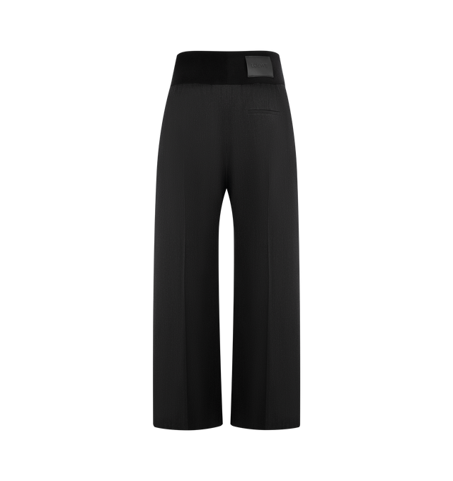 Image 2 of 3 - BLACK - Loewe Men's Trousers in lightweight fluid wool gabardine featuring a rib waistband at the back and pleats at the front. Regular fit, regular length, mid waist, straight leg featuring concealed zip fly, slash pockets, rear welt pocket and LOEWE embossed leather patch placed at the back. Wool. Made in Italy.