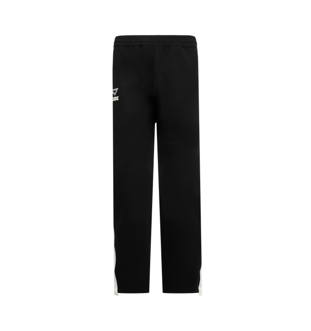 Image 1 of 5 - MULTI - RHUDE Lago Hamptons Track Pant featuring pull-on styling with elastic waistband, 3-pocket styling, front logo detail and midweight jersey fleece fabric. 67% rayon, 28% nylon, 5% spandex. Made in USA.
